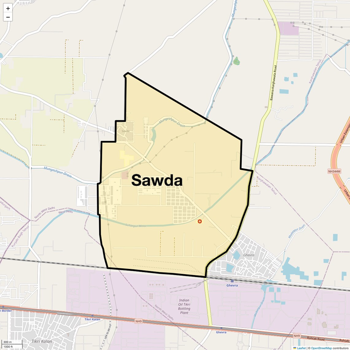 Location Map of Sawda, Delhi