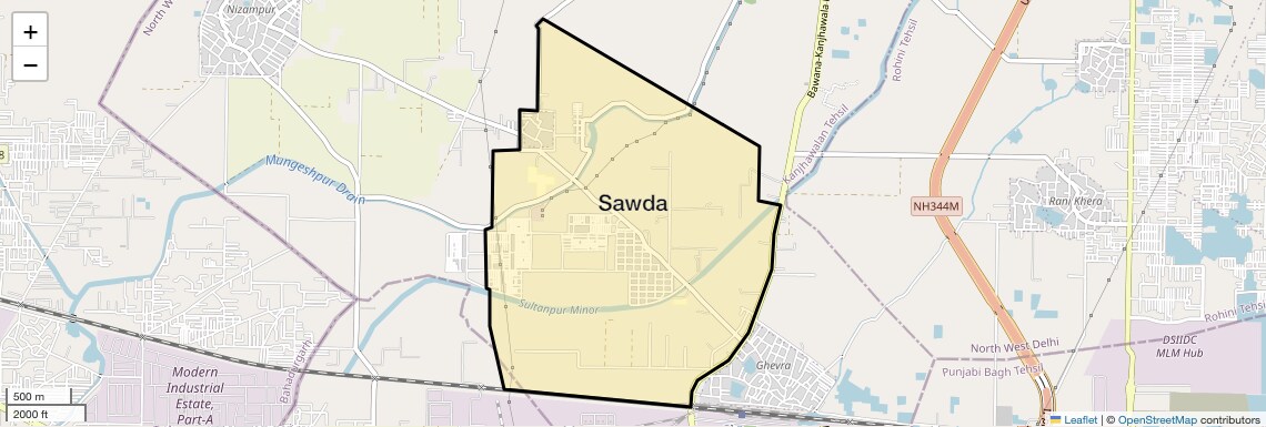 Location Map of Sawda, Delhi