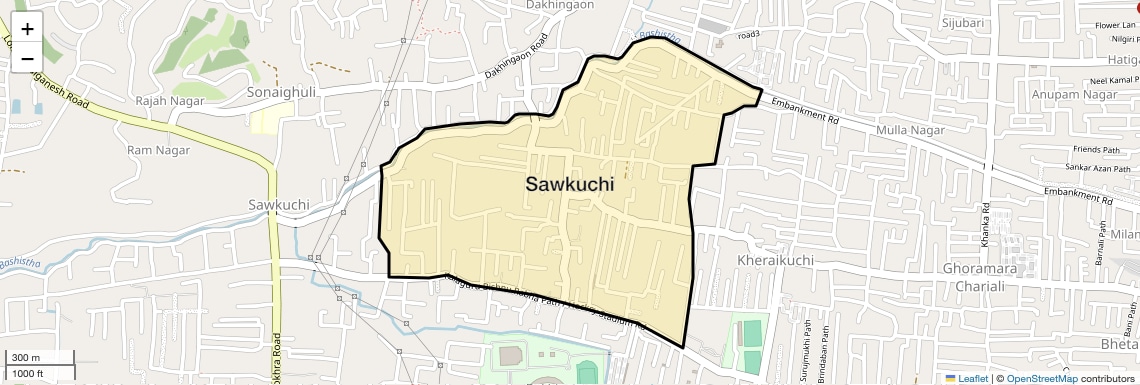 Location Map of Sawkuchi, Guwahati