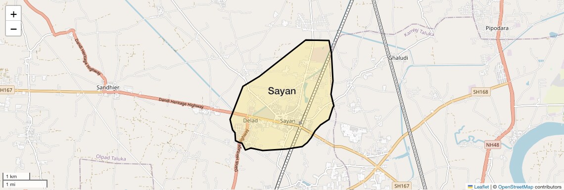 Location Map of Sayan, Surat