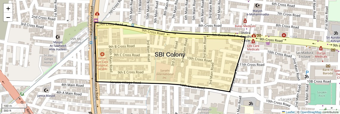 Location Map of SBI Colony, Bangalore