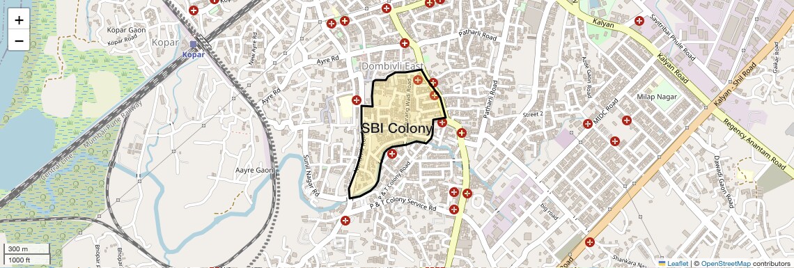 Location Map of SBI Colony, Thane