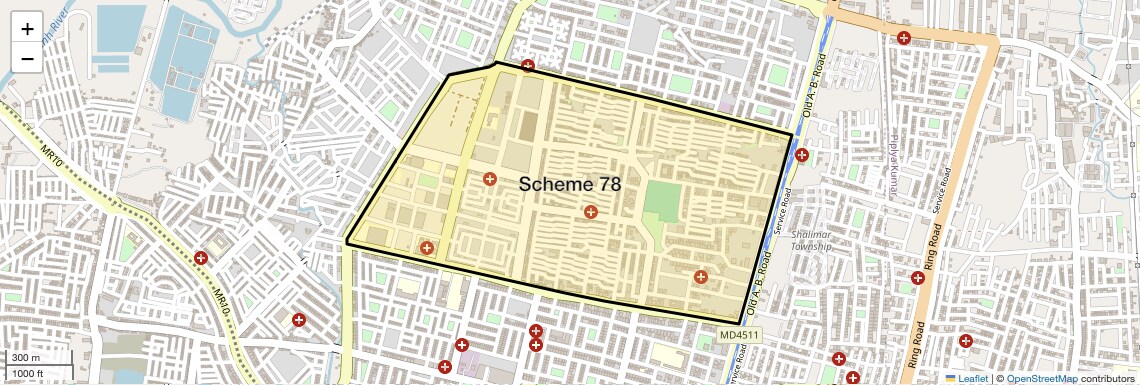 Location Map of Scheme 78, Indore