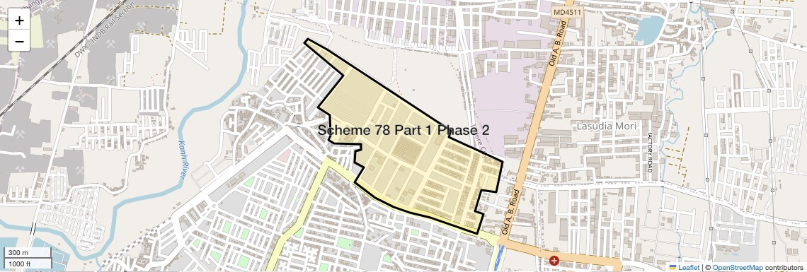 Location Map of Scheme 78 Part 1 Phase 2, Indore