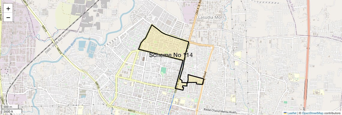 Location Map of Scheme No 114, Indore