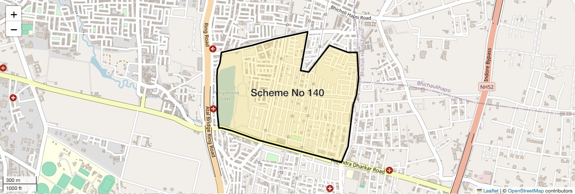 Location Map of Scheme No 140, Indore