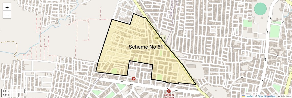 Location Map of Scheme No 51, Indore
