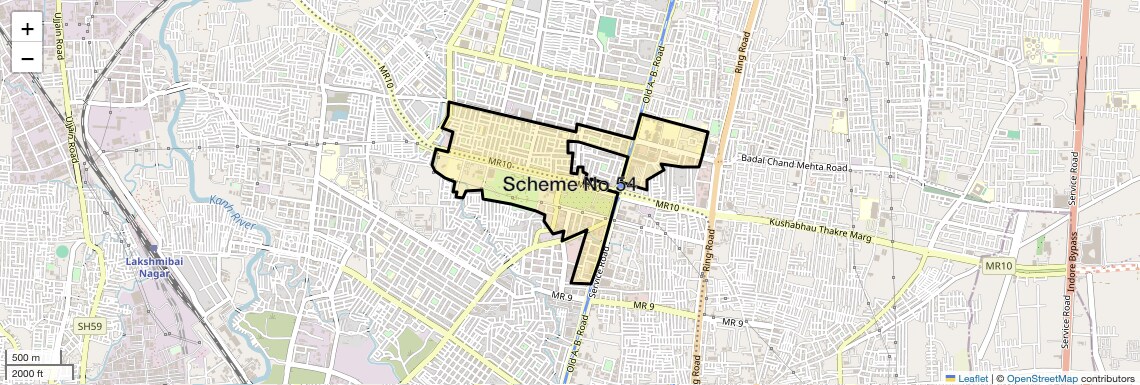 Location Map of Scheme No 54, Indore