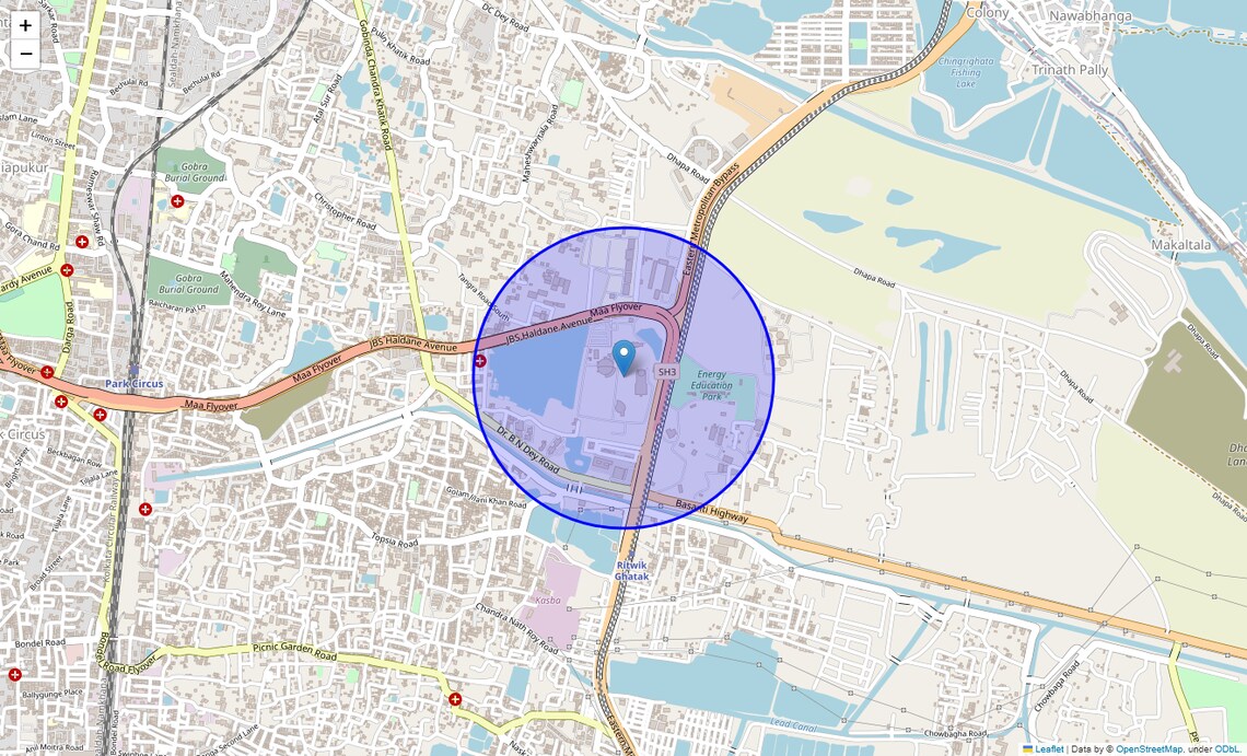 Location Map of Science City, Kolkata