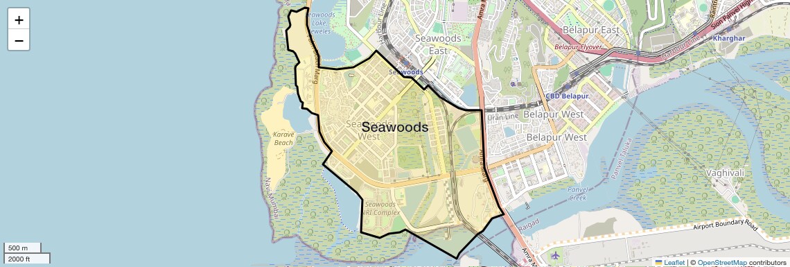 Location Map of Seawoods, Navi Mumbai