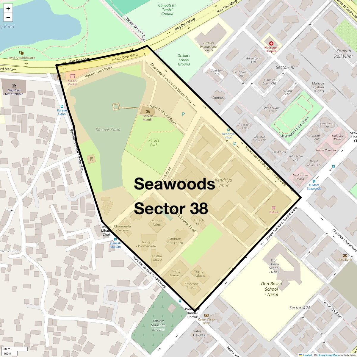 Location Map of Seawoods Sector 38, Navi Mumbai
