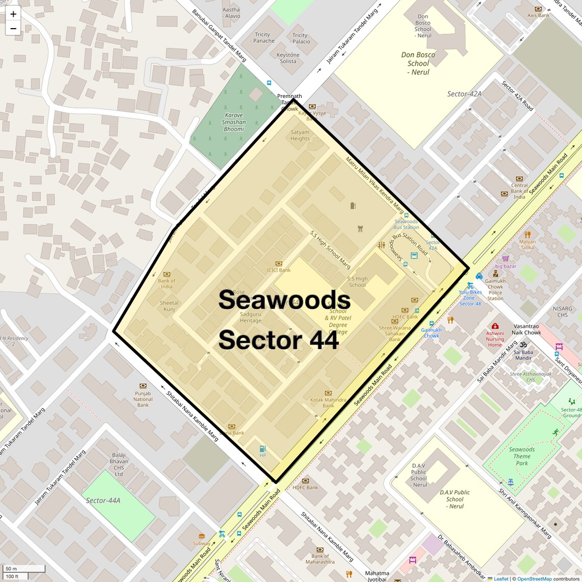 Location Map of Seawoods Sector 44, Navi Mumbai