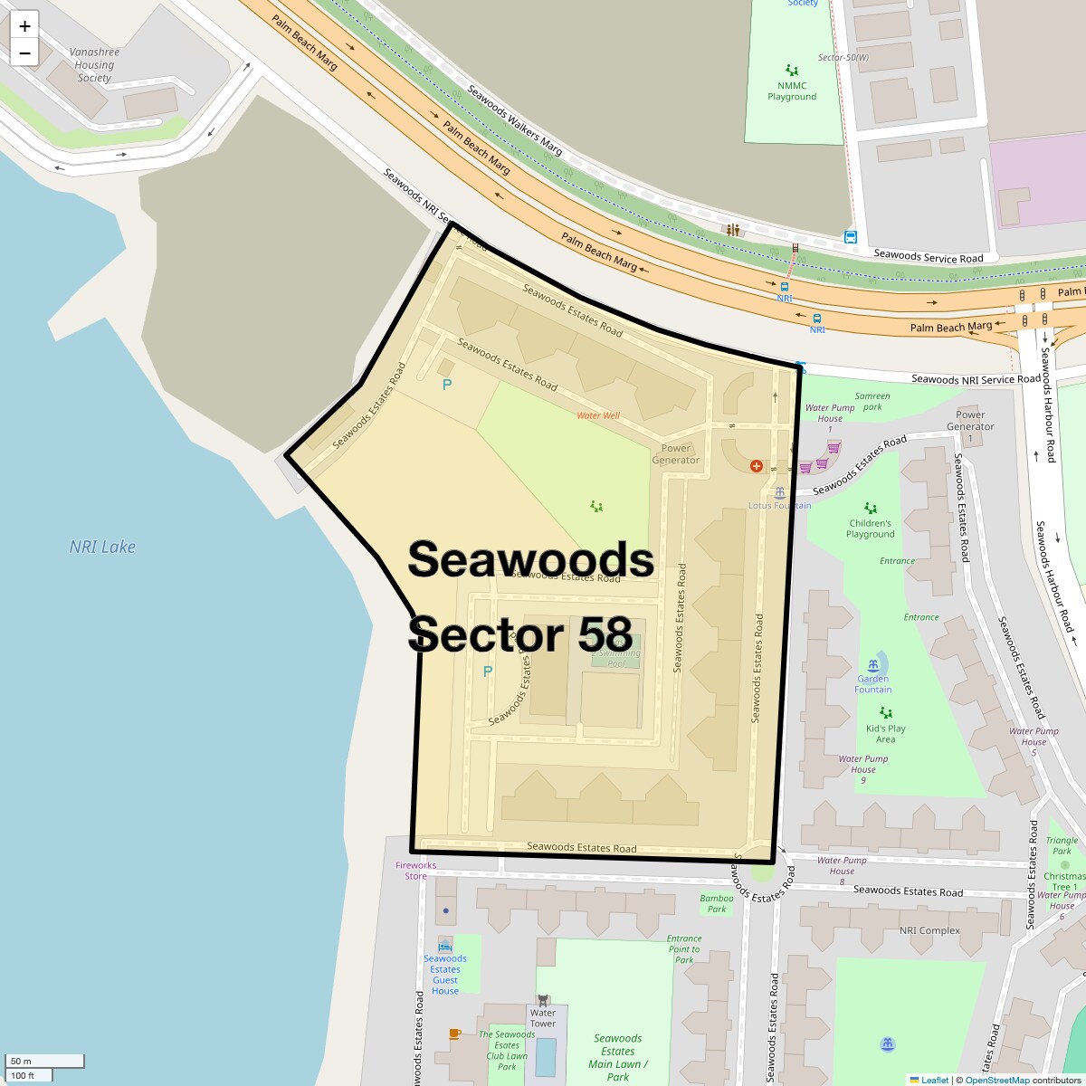 Location Map of Seawoods Sector 58, Navi Mumbai
