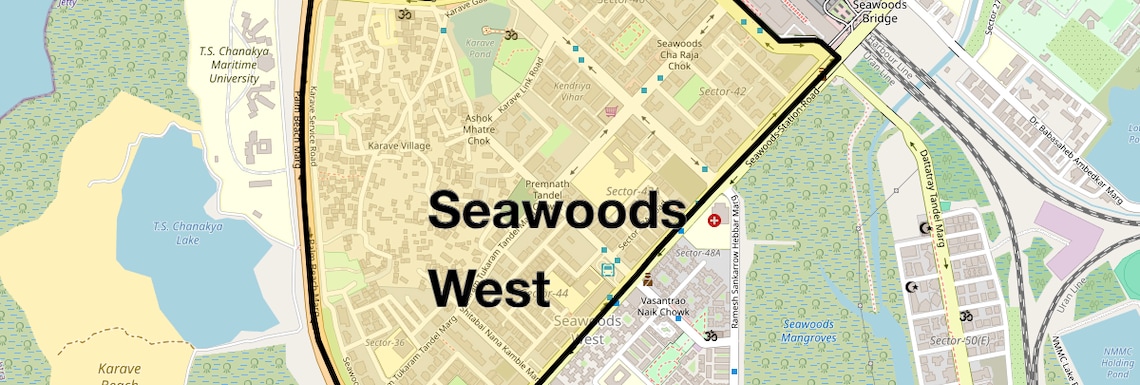 Location Map of Seawoods West, Navi Mumbai