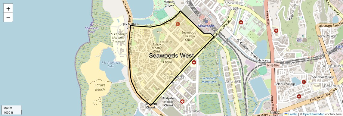 Location Map of Seawoods West, Navi Mumbai
