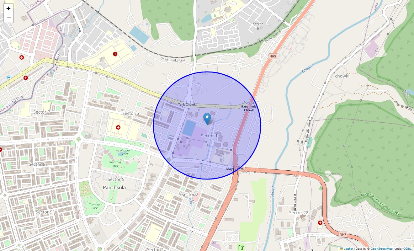 Location Map of Sector 1, Chandigarh