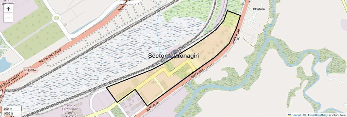 Location Map of Sector 1 Dronagiri, Navi Mumbai