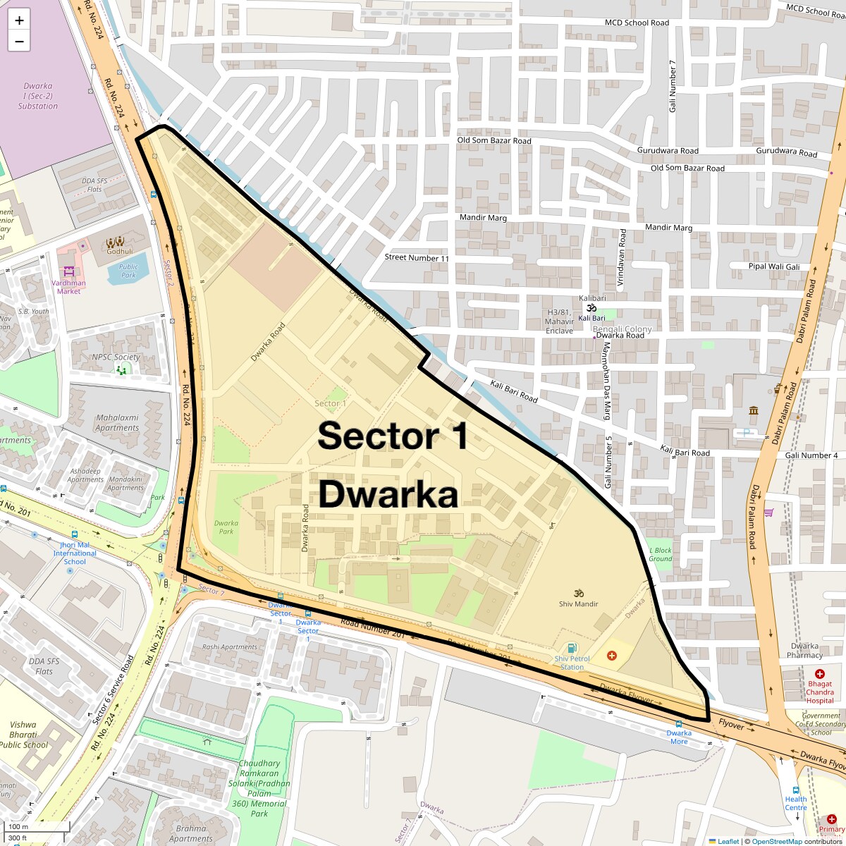 Location Map of Sector 1 Dwarka, Delhi