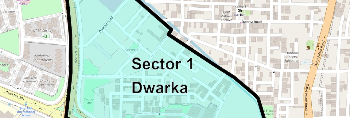 Location Map of Sector 1 Dwarka, Delhi