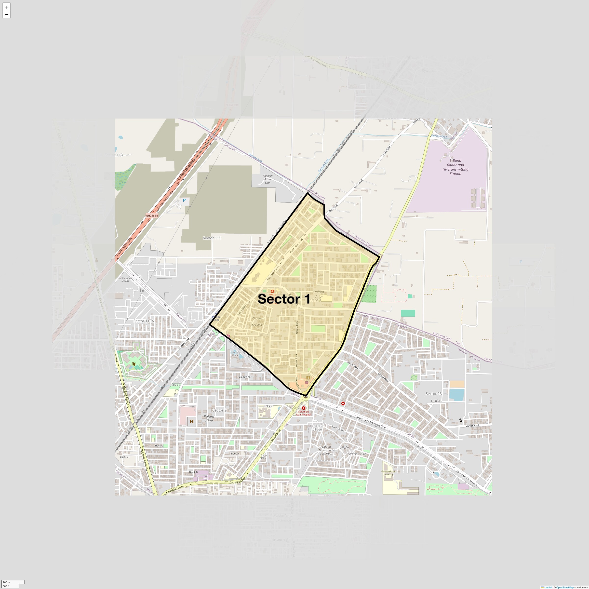 Location Map of Sector 1, Gurgaon