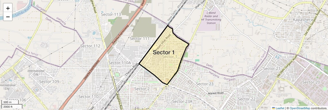 Location Map of Sector 1, Gurgaon