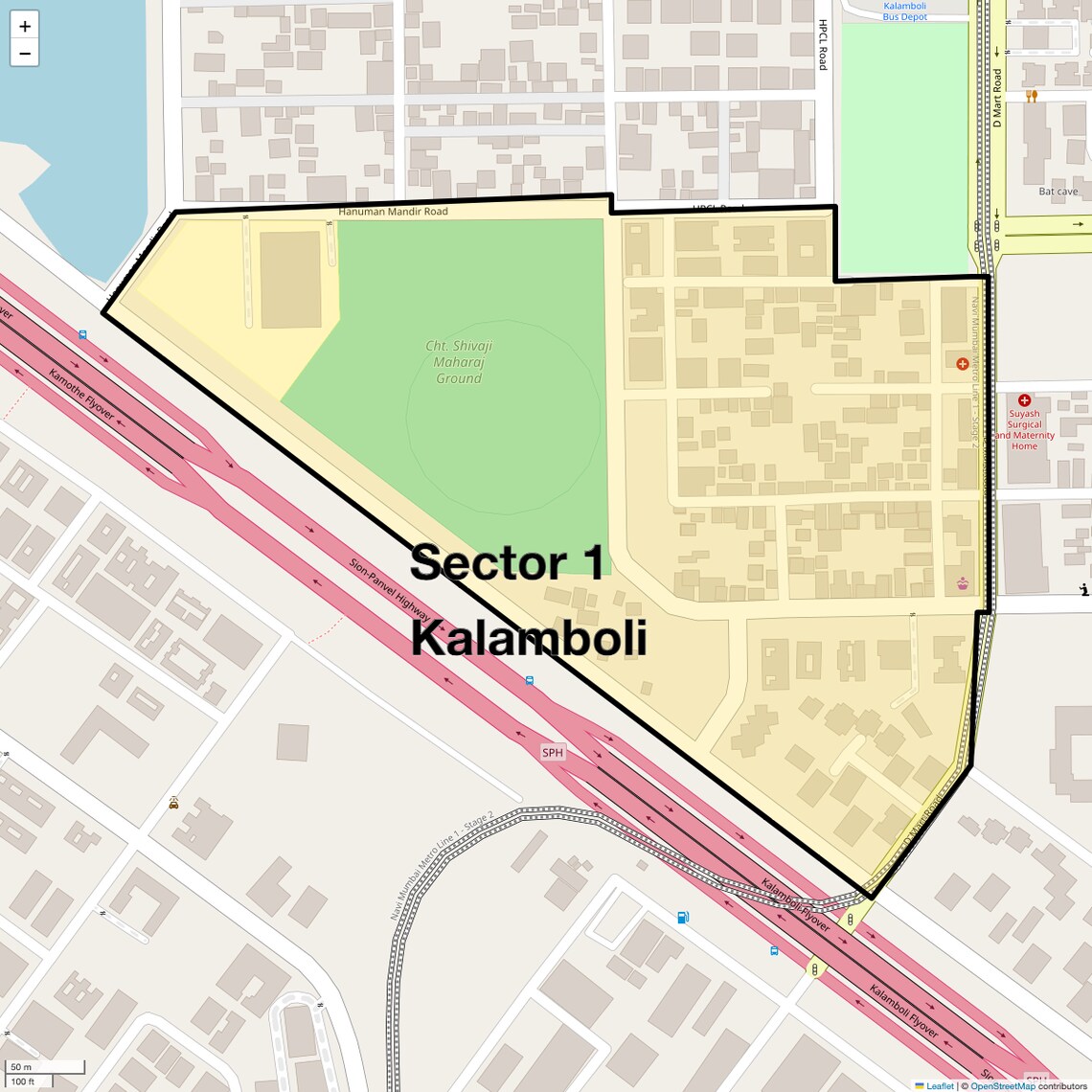 Location Map of Sector 1 Kalamboli, Navi Mumbai