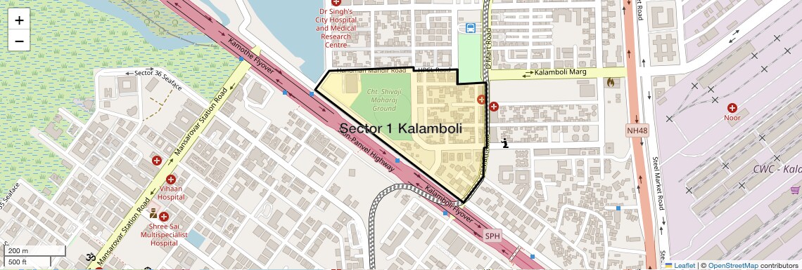 Location Map of Sector 1 Kalamboli, Navi Mumbai