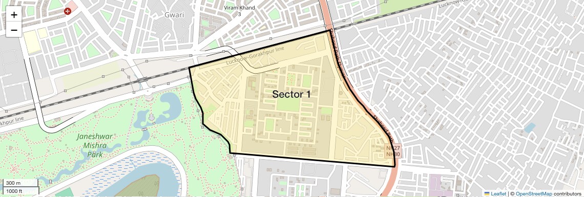 Location Map of Sector 1, Lucknow