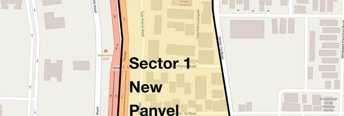 Location Map of Sector 1 New Panvel West, Navi Mumbai