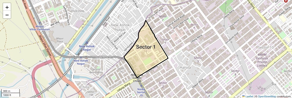 Location Map of Sector 1, Noida