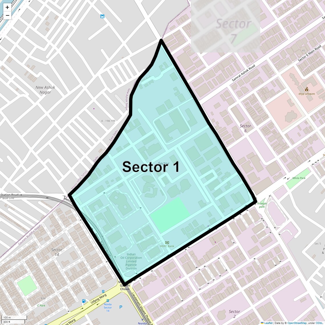 Location Map of Sector 1, Noida