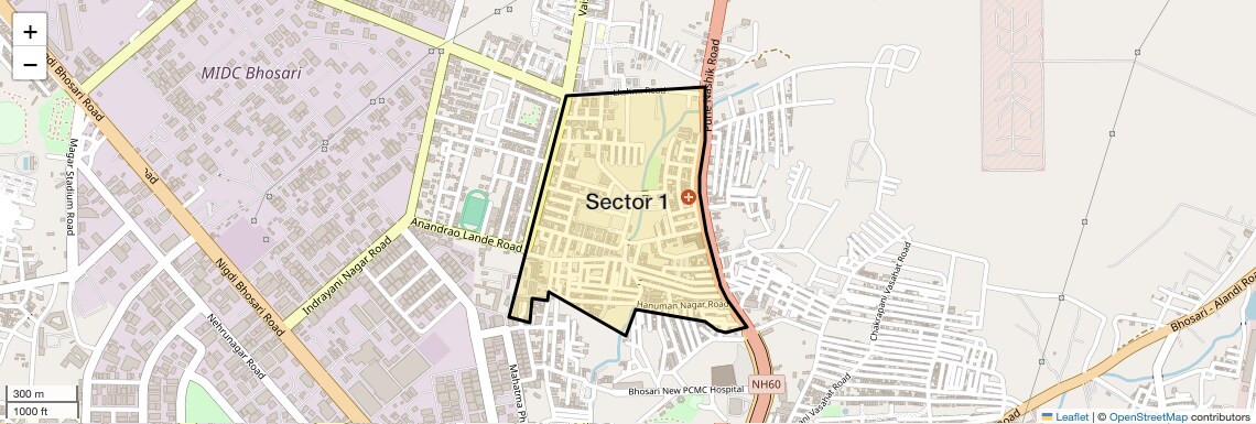 Location Map of Sector 1, Pune