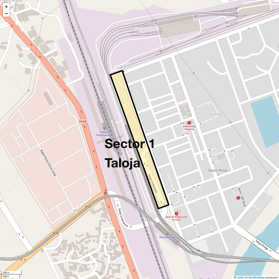 Location Map of Sector 1 Taloja, Navi Mumbai
