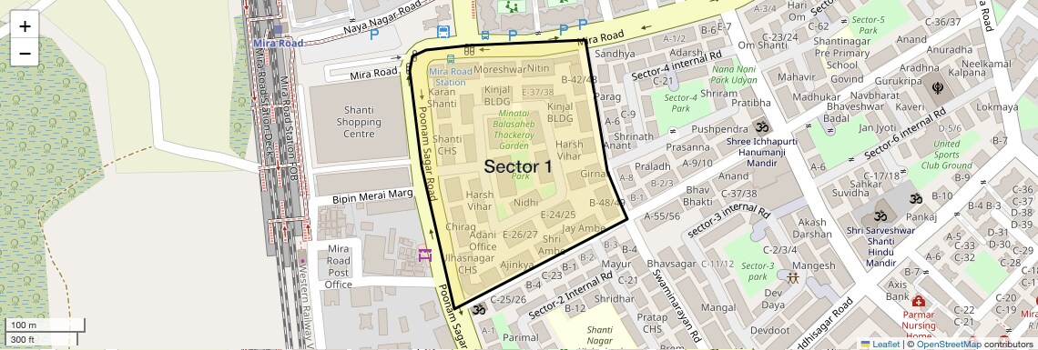 Location Map of Sector 1, Thane