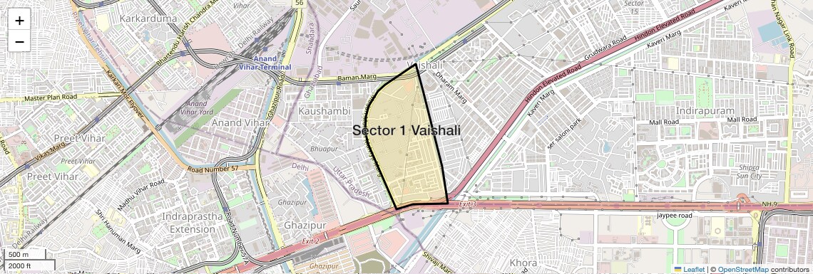 Location Map of Sector 1 Vaishali, Ghaziabad