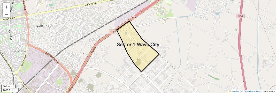 Location Map of Sector 1 Wave City, Ghaziabad