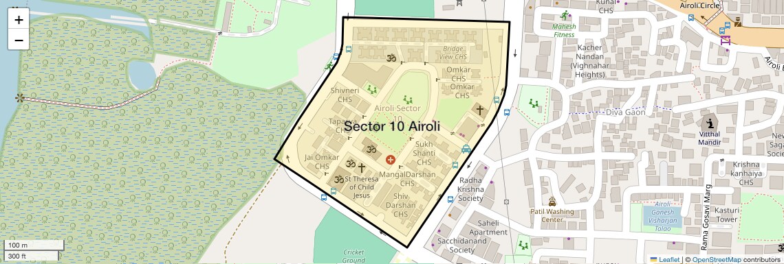 Location Map of Sector 10 Airoli, Navi Mumbai