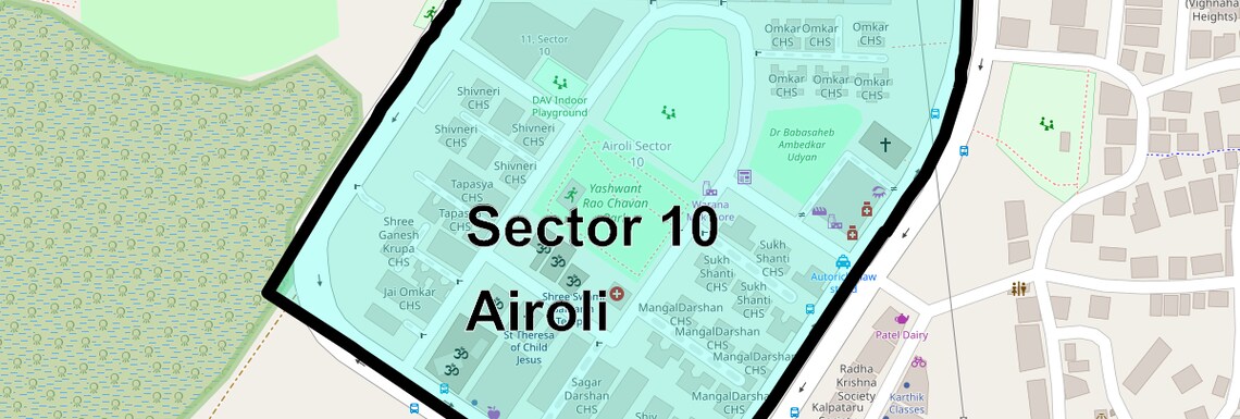 Location Map of Sector 10 Airoli, Navi Mumbai