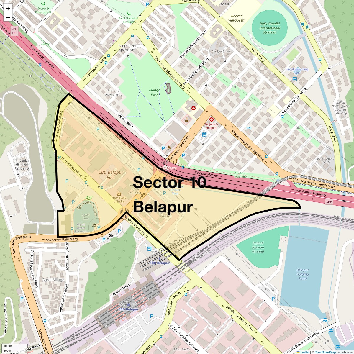 Location Map of Sector 10 Belapur, Navi Mumbai