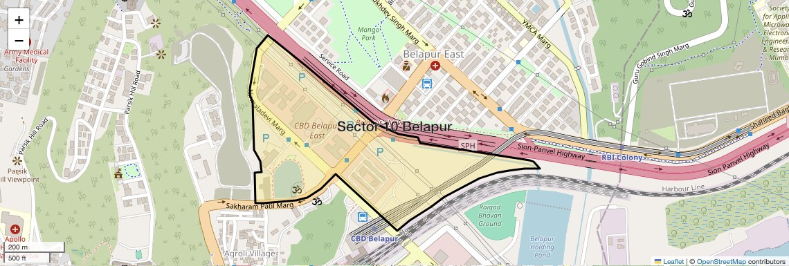 Location Map of Sector 10 Belapur, Navi Mumbai