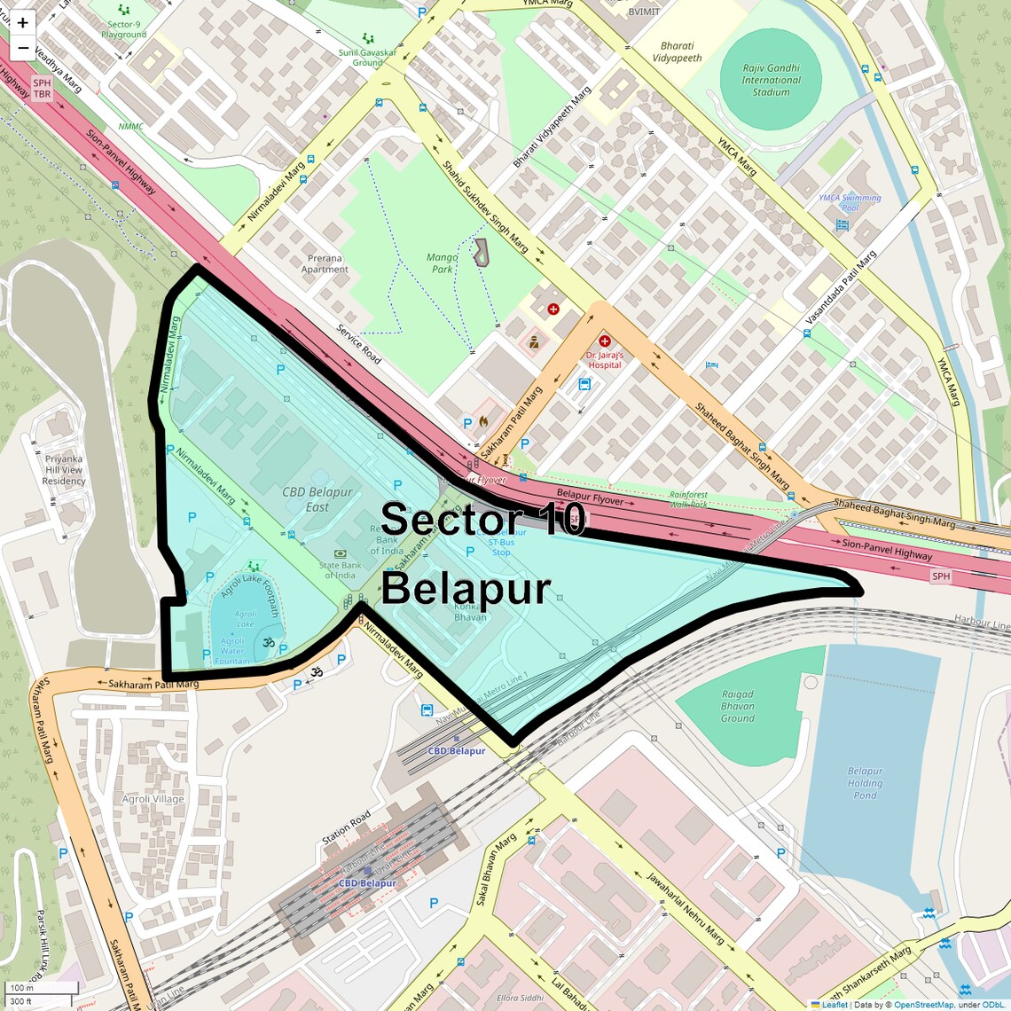 Location Map of Sector 10 Belapur, Navi Mumbai