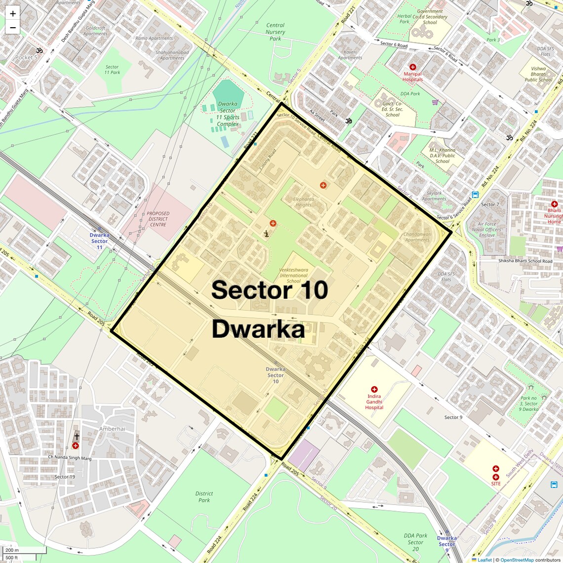 Location Map of Sector 10 Dwarka, Delhi