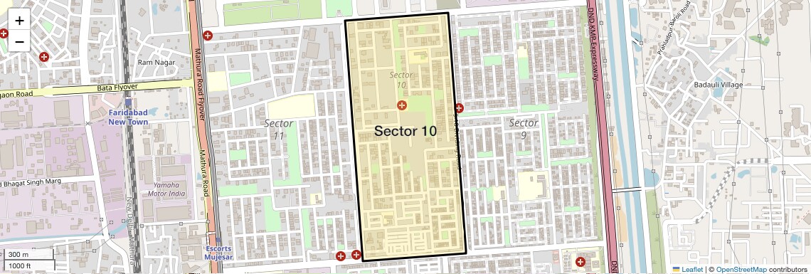 Location Map of Sector 10, Faridabad
