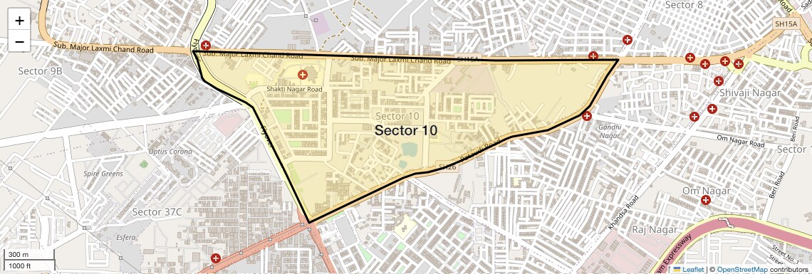 Location Map of Sector 10, Gurgaon