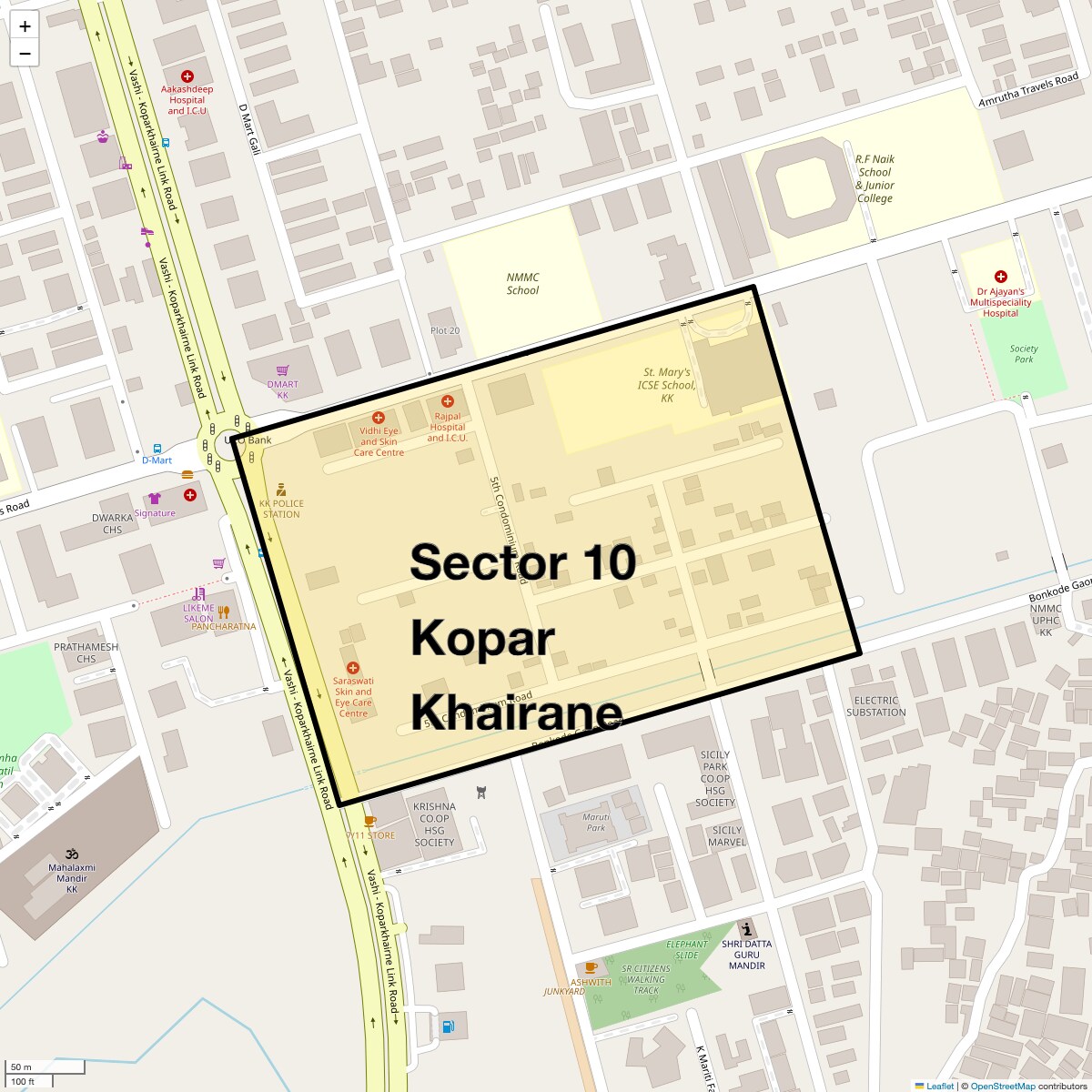 Sector 10 Kopar Khairane Map