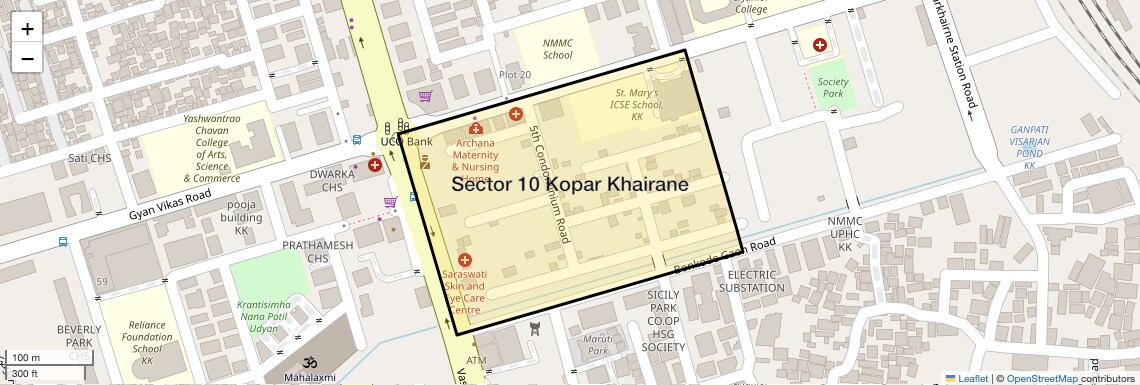 Location Map of Sector 10 Kopar Khairane, Navi Mumbai