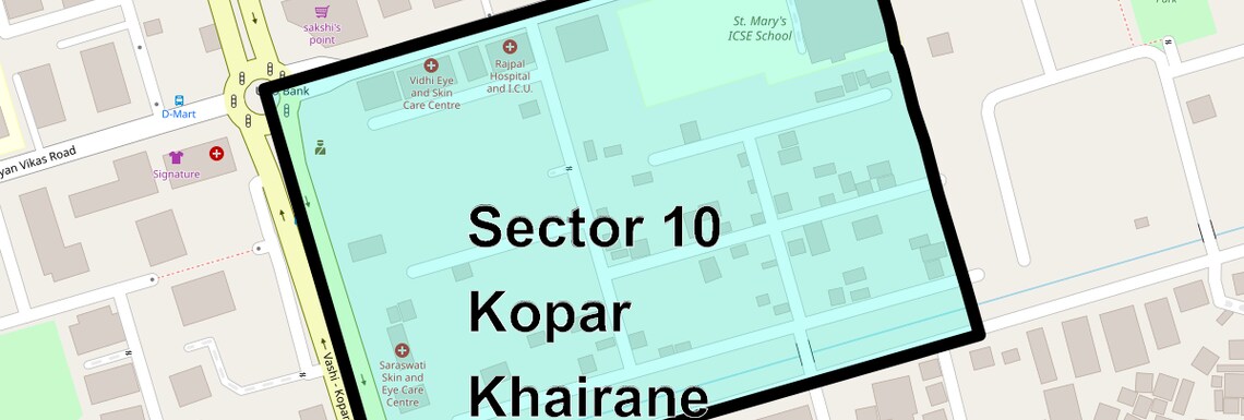 Location Map of Sector 10 Kopar Khairane, Navi Mumbai
