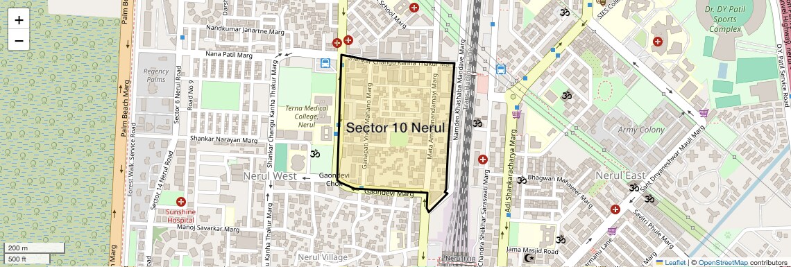 Location Map of Sector 10 Nerul, Navi Mumbai