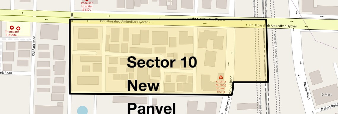 Location Map of Sector 10 New Panvel West, Navi Mumbai