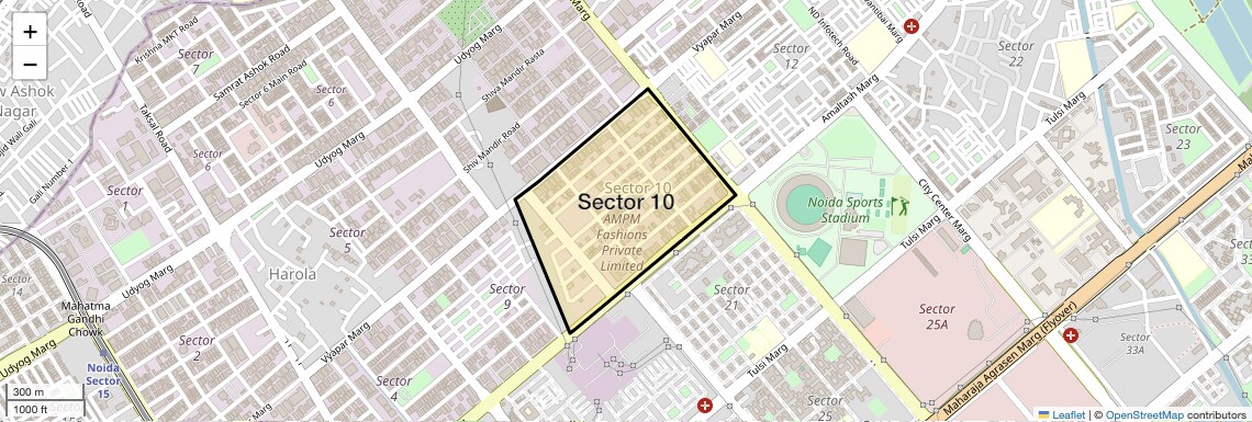 Location Map of Sector 10, Noida